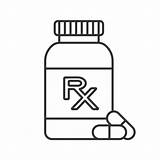 Bottle Rx Pill Clip Vector Illustrations Icon sketch template