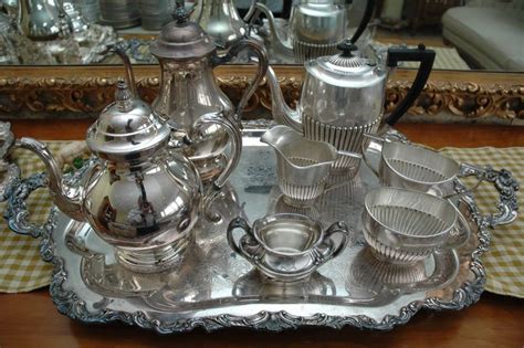tray  silver tea  coffee set