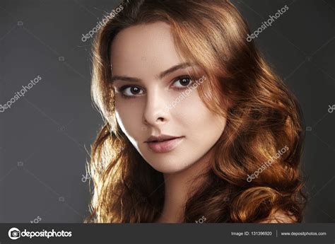 Beautiful Young Woman Model With Flying Brown Color Hair Beauty