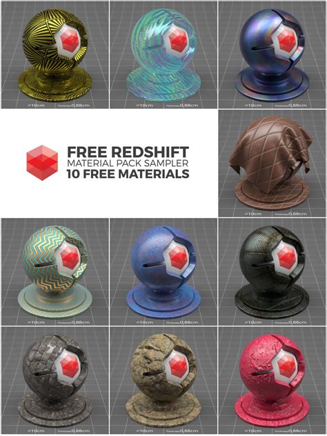 redshift cd material pack  sampler   materials  pixel lab