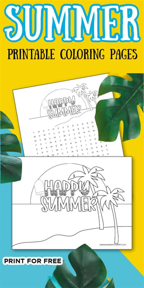 happy summer printable coloring pages  kids   ages