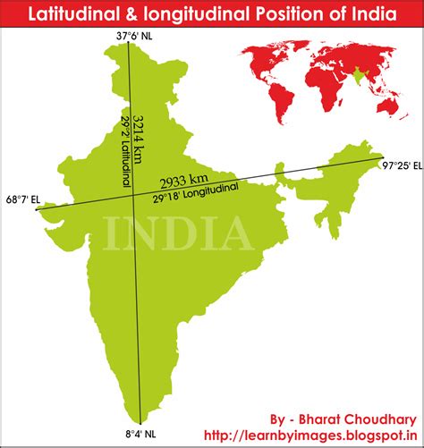 learn  images india latitudinal longitudinal position map