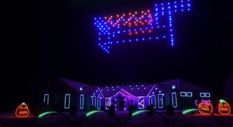 drones conjure  surprises  spectacular halloween home light show