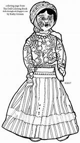 Hungarian Coloring Folk Doll Book Poms Stripped Pom Rag Polish Mask Skirt Description sketch template