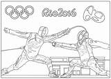 Coloring Olympic Rio Fencing Games Olympics Pages Adult Sport sketch template