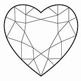 Heart Diamond Coloring Shaped Drawing Pages Shapes Diamonds Crystal Cuts Tattoo Shape Clipart Geometric Gem Illustration Unique Clip Kleurplaten Au sketch template