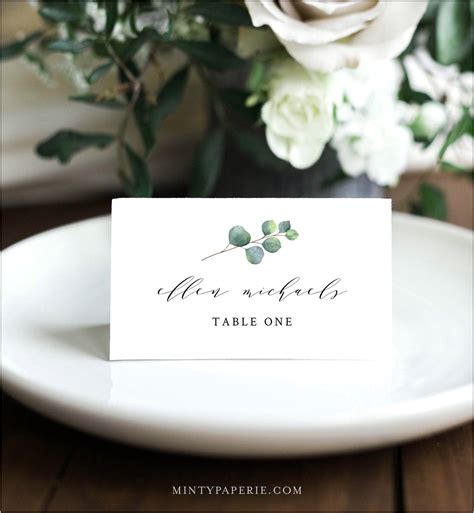 printable place card template   resume  gallery