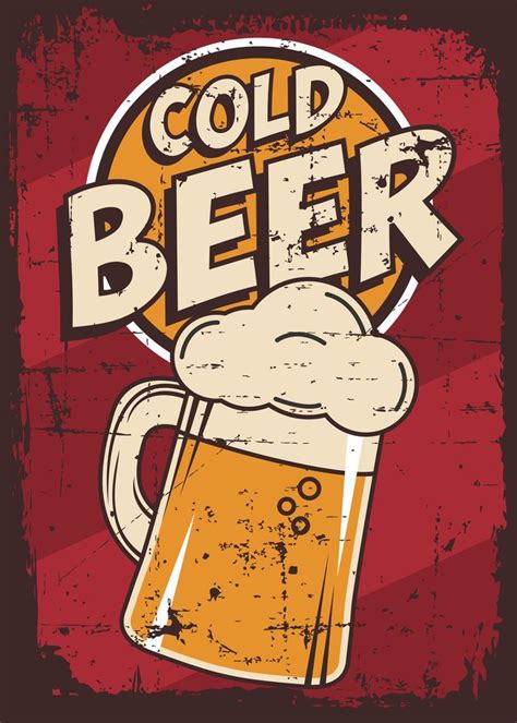 Cold Beer Vintage Retro Signage Vector 650104 Vector Art At Vecteezy