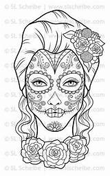 Coloring Pages Skull Dead Cholo Sugar Calavera Tattoo Adult Dia Los Coloriage Muertos Para Mexicana Girl Pintar Etsy Color Digital sketch template