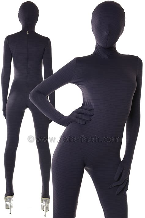 transparent purple pinstripe zentai catsuit  fets fash fine soft material quality