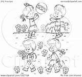 Playing Outline Children Coloring Outside Clipart Clip Illustration Royalty Bannykh Alex Clipground Background sketch template