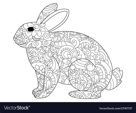 rabbit coloring  adults royalty  vector image