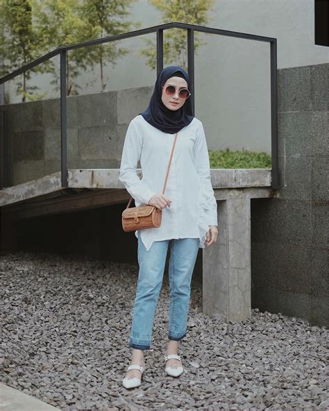 outfit baju hijab casual  kuliah ala selebgram