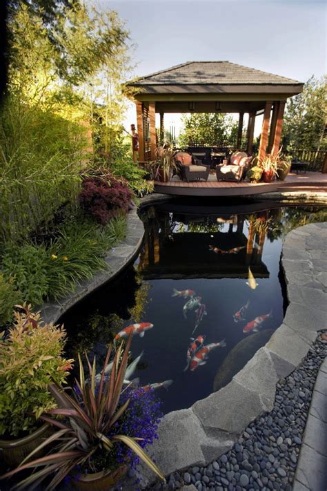 pretty garden pond deck decoration homemydesign
