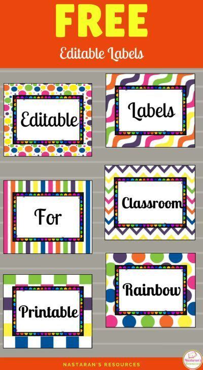 printable  editable labels  classroom organization
