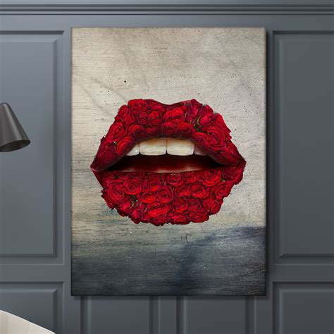 rose lips ikonick motivational canvas wall art idee farbe lippen
