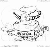 Kiss Chef Cartoon Apron Cook Monster Wearing Clipart Toonaday Outlined Coloring Vector Ron Leishman Regarding Notes sketch template