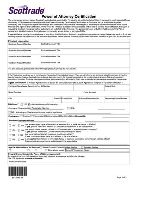 Fillable Power Of Attorney Certification Form Printable