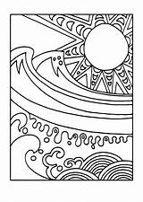Coloring Sun Sea Pages Summer Printable Edupics Colouring Ocean Sheets Kids Large sketch template