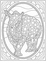 Rhino Dover Zentangle Colouring Doodle Zendoodle Afrika Sampler Doverpublications Landen sketch template
