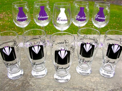 Wedding Party Glasses Wine Glasses And Beer Pilsner Glasses