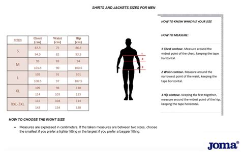 joma size guide lcl teamwear