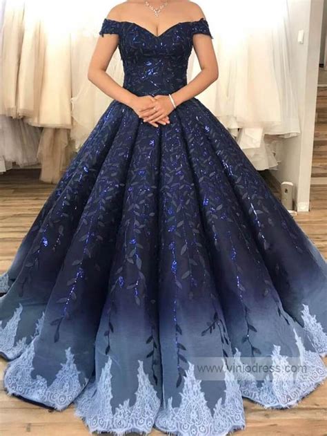 shiny royal blue quinceanera dress sparkling lace ball gowns fd viniodress quinceanera