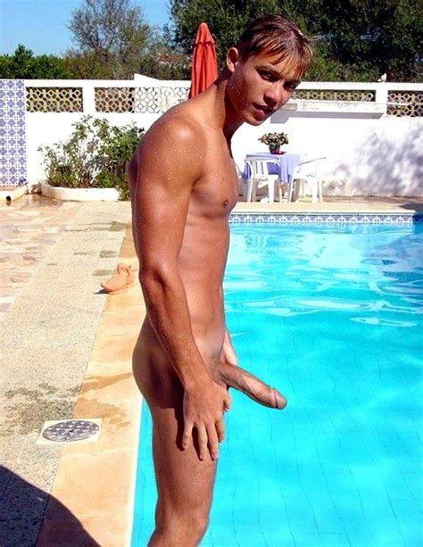 cute twink with big dick by pool