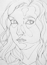 Contour Portrait Line Drawing Drawings Deviantart Self Sketching Techniques sketch template