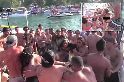 college boat party turns into brawl when drunk yuppie swings for three girls in bikinis daily star