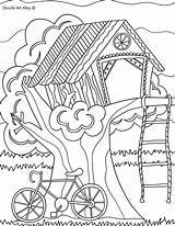 Treehouse Kleurplaten Kleurplaat Alley Bicycle sketch template