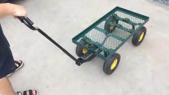 Steel Flatbed Utility Cart With Padded Pull Handle And 10 Inch