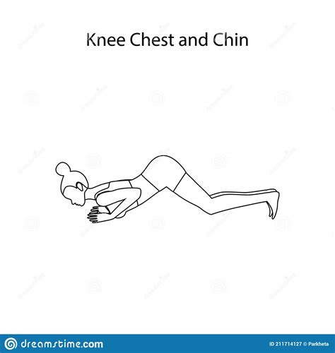 knee chest  chin pose yoga workout silhouette vector illustration