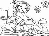 Ogrodzie Wiosna Watering Kolorowanka Hose Coiled Kindergarten Bestcoloringpagesforkids Drukowanka Dziewczynka sketch template