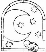 Moon Coloring Pages Stars Night Good Goodnight Drawing Dibujos Colouring Window Through Getdrawings Comments Coloringhome sketch template