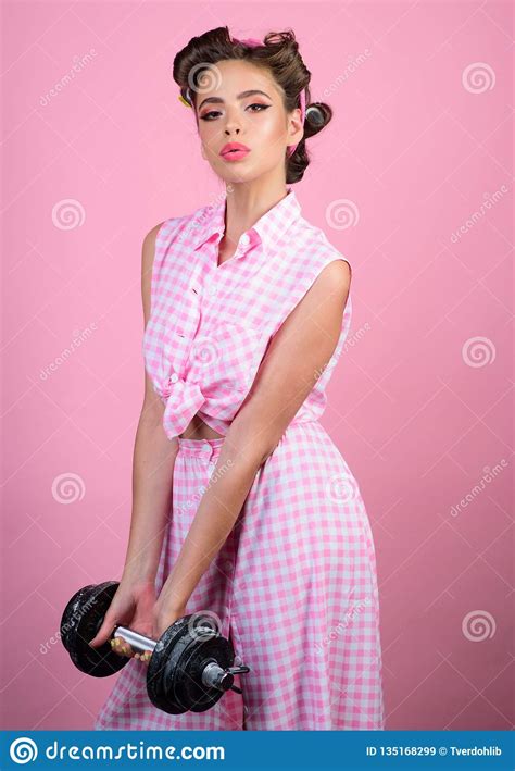 Powerful Housewife Pinup Girl With Fashion Hair Retro
