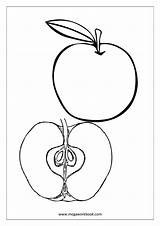 Coloring Pages Fruit Food Fruits Apple Vegetables Pear Megaworkbook Printables sketch template