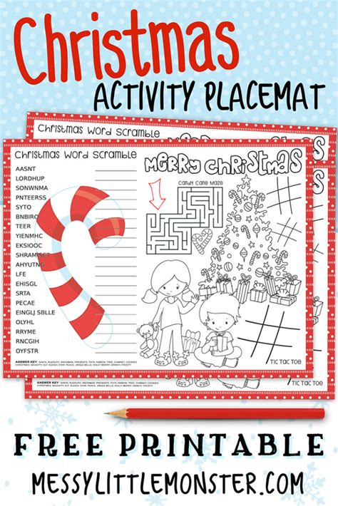 printable christmas placemat patterns  printable child