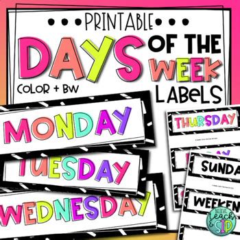 printable days   week labels  printable templates