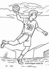 Handball Malvorlage Ausmalbilder Ausmalbild Handballspieler Spieler Anklicken öffnet Bildes Setzt Sich sketch template