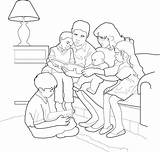 Coloring Family Lds Pages Reading Church Clipart Children Families Scriptures Primary Evening Going Together Friend Mormon Printable Library Bible Color sketch template