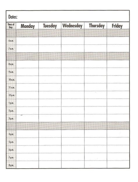 daily schedule template  minute ten  printable calendar