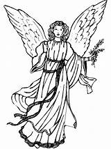 Angel Coloring Pages Guardian Clipart Library Christmas sketch template