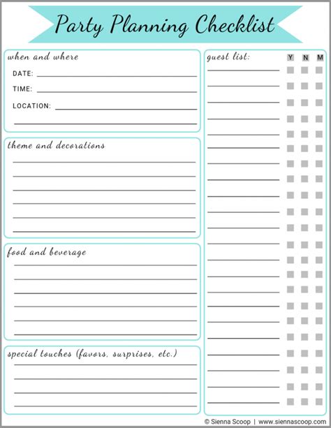 party planning  hosting tips  printable checklist sienna scoop