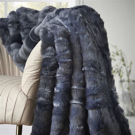 blue luxury faux fur throw lucy willow home