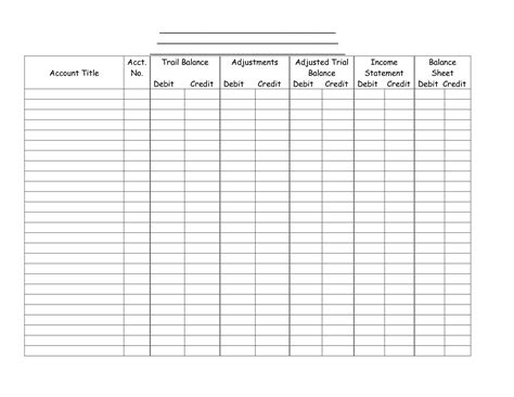 blank accounting worksheet template   town ken