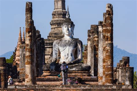 buddha statues at wat mahathat ancient capital of sukhothai thailand