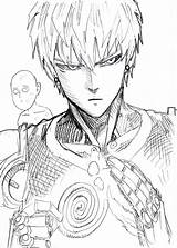 Punch Man Genos Murata Saitama Sketch Anime Yuusuke Scan Twitter Cyborg Theories Mad Zerochan sketch template