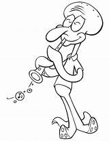 Squidward Coloring Pages Tentacles Happy Printable sketch template