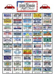 images  license plates car bingo cards printable license